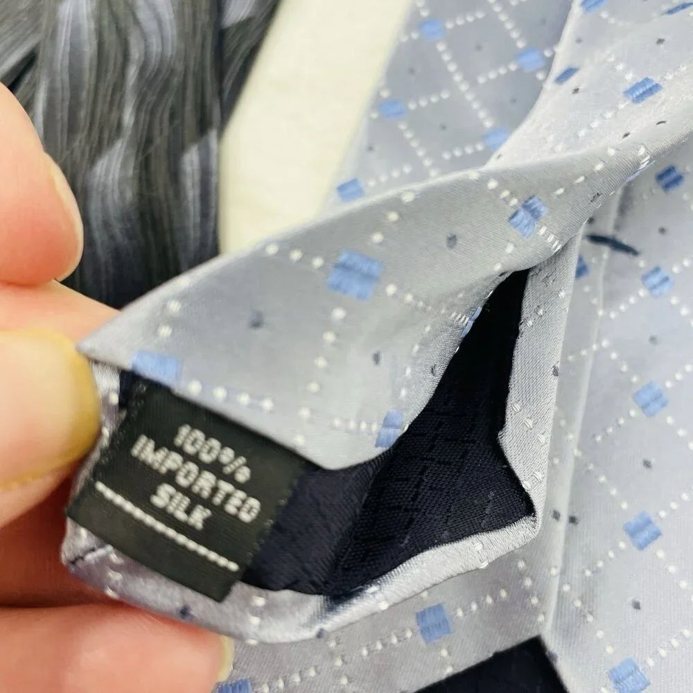 Stafford Executive Mens Lot of 2 100% Silk Printed Neck Ties in Blue/Gray‎ 2333